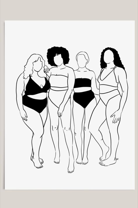 Feminist Decor, Women Line Art, Body Neutrality, Positivity Art, Body Positive Art, Line Art Female, Emprendimiento Ideas, Body Positivity Art, Art Female