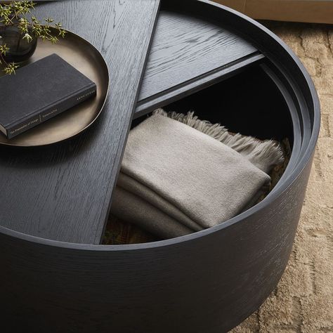 Volume Round Storage Drum Coffee Table | Modern Living Room Furniture Round Ottoman Coffee Table, Sectional Coffee Table, Round Coffee Table Living Room, West Elm Coffee Table, Round Coffee Tables, Coffee Table Modern, Round Coffee Table Modern, Round Storage Ottoman, Drum Coffee Table