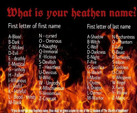 Mine is Heartless Demon! Lol. Do yours! :-) Funny Name Generator, Birthday Scenario, Witch Names, Villain Names, Character Prompts, Username Ideas, Best Character Names, Fantasy Names, Interactive Posts