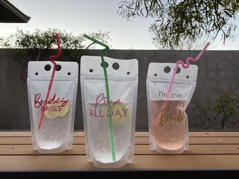 Pouch Drinks, Reusable Drink Pouches, Bachelorette Party Drinks, Birthday Party Drinks, Drink Pouches, Drink Bag, Cinco De Drinko, Pool Party Favors, Orange Beach Alabama