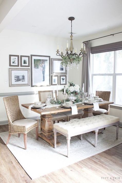 20 Easy Ways To Elevate Your Dining Room - Decoholic Modern Farmhouse Dining Room Decor, Farmhouse Dining Rooms Decor, Modern Farmhouse Dining Room, Styl Shabby Chic, Modern Farmhouse Dining, Dinning Room Design, Casa Country, Dining Room Inspiration, Farmhouse Dining Room