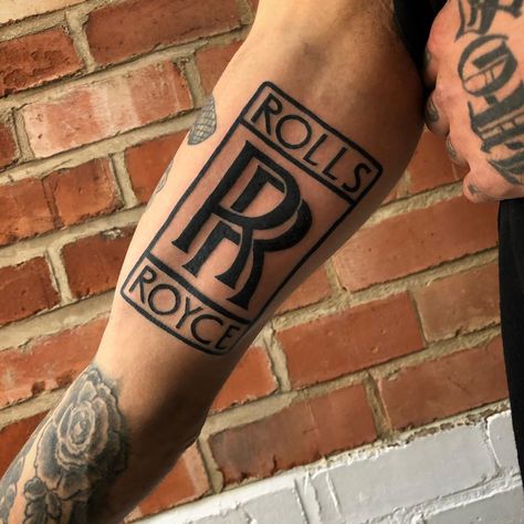 Rolls Royce Tattoo Design, Rolls Royce Logo Tattoo, Rolls Royce Tattoo, Road 2 Riches Tattoo, Crip Tattoos, Rolls Royce Logo, Rib Tattoos For Guys, R Tattoo, Tattoo Inspiration Men