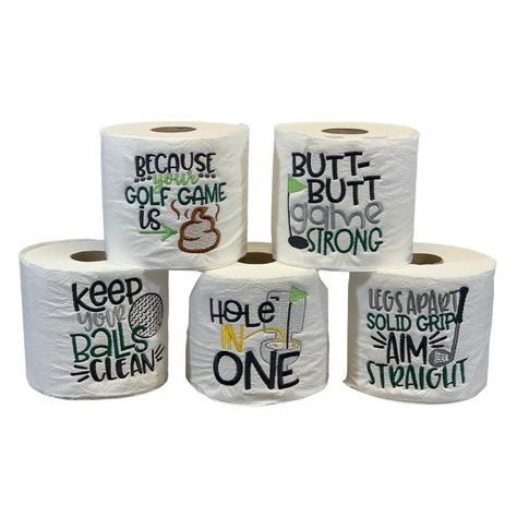 Golf gift embroidered golf toilet paper Fun houmour gift | Etsy Thanksgiving Sayings, Thanksgiving Gift Basket, Funny Christmas Decorations, Embroidered Toilet Paper, Thanksgiving Party Decor, Diy Christmas Sweater, Christmas Toilet Paper, Masters Gift, Prank Gifts