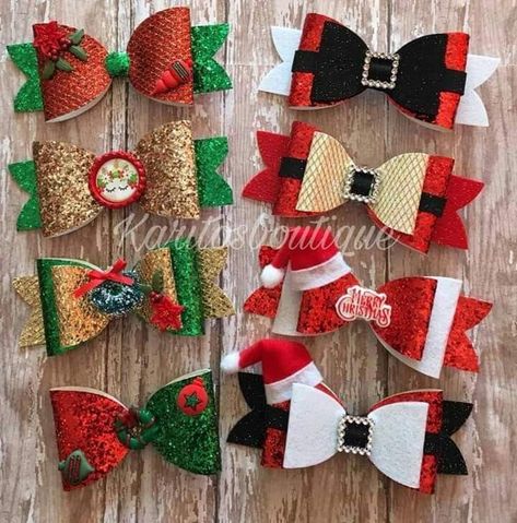 Christmas Hair Accessories, Hair Bow Tutorial, Bow Template, Bows Diy Ribbon, Christmas Hair Bows, Diy Bows, Handmade Hair Bows, Christmas Bow, Christmas Hair