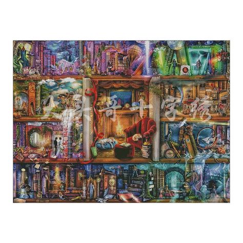 Library Cross Stitch, Grand Library, Aimee Stewart, 2000 Piece Puzzle, Flame Tree, Buffalo Games, Free Puzzles, Coloring Calendar, Ravensburger Puzzle