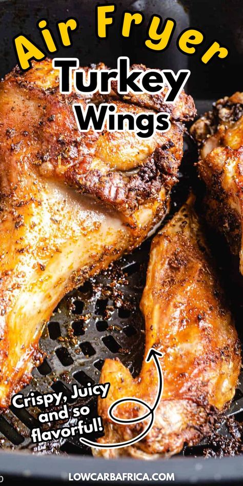 Turkey Drumstick Recipe, Fried Turkey Wings Recipe, Air Fryer Turkey Recipes, Wings In Air Fryer, Bake Turkey Wings Recipe, Turkey Wings Recipe, Air Fryer Recipes Chicken Wings, Small Thanksgiving, Air Fryer Turkey