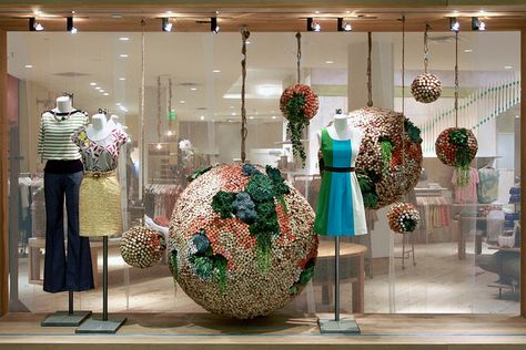 Earth Day 2011 Windows by anthropologie+you Anthropologie Window Display, Anthropologie Display, Store Window Display, Cork Art, Store Windows, Creative Display, Retail Store Design, Store Displays, Display Design