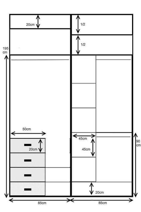 Standard Wardrobe Closet Design Guidelines - Engineering Discoveries Closet Layout Dimensions, Wardrobe Dimensions, Armoire Dressing, Bedroom Cupboards, Closet Design Layout, Open Closet, Wardrobe Designs, Closet Layout, Wardrobe Room