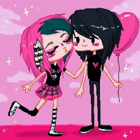 Scene Emo Couple Art, Emo Pics, Scene Emo Art, The Scene Aesthetic, Scene Kid Art, Mine Aesthetic, Scenecore Art, Emo Couples, Emo Pictures