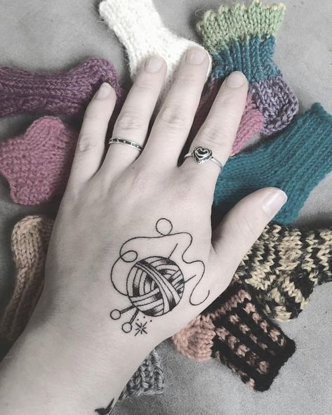 Tattoo Knitting Tatoos, Knitting Tattoos, Yarn Tattoo, Sewing Tattoos, Knitting Tattoo, Crochet Tattoo, Feminist Tattoo, Nerd Tattoo, Birthday Tattoo