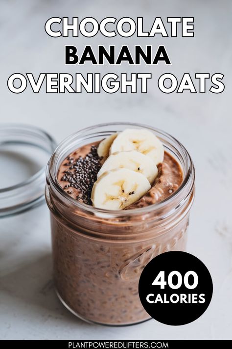 Are you looking for chocolate banana overnight oats? Look no further! These overnight oats are easy to make, and surprisingly healthy. Whether you're looking for easy overnight oats in a jar or vegan overnight oats, this recipe has got you covered! Dairy Free Chocolate Overnight Oats, Chocolate Banana Overnight Oats, Blended Overnight Oats, Oats In A Jar, High Calorie Smoothies, Overnight Oats In A Jar, Chocolate Overnight Oats, Vegan Overnight Oats, Easy Overnight Oats