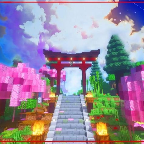 Dreaming of building an exquisite decoration in Minecraft that will surely add depth to any projects you make? Then this Epic Japanese Torii Gate in Minecraft is for you! It features a stunning Torii gate on a long and majestic staircase! So check it out now! Japanese Gates Entrance Minecraft, Minecraft Japanese Torii Gate, Torri Gate Minecraft, Minecraft Torii Gate Nether Portal, Minecraft Torri Gate, Minecraft Japanese Entrance, Japanese Gate Minecraft, Minecraft Japanese Gate, Japanese Garden Minecraft