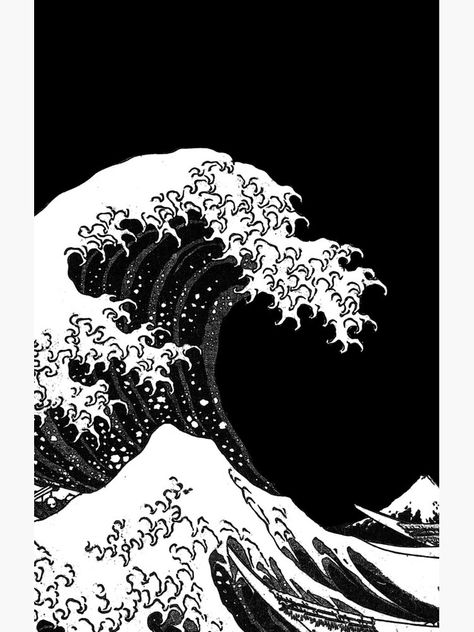 "Black White The Great Wave off Kanagawa - Hokusai" Case & Skin for Samsung Galaxy by ind3finite | Redbubble The Great Wave Black And White, Great Wave Off Kanagawa Black And White, Hokusai Aesthetic, Black And White Waves, Hokusai Great Wave, Wave Poster, The Great Wave, Monochrome Art, Great Wave Off Kanagawa