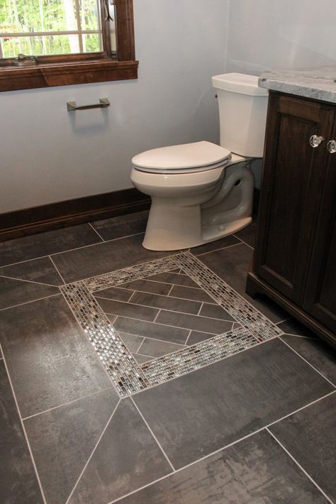 Dark Grey Tile Flooring with Dark Colors in the Accent Dark Gray Floor Tile, Grey Tile Flooring, Sunroom Flooring Ideas, Flooring In Bathroom, Sunroom Flooring, Background Bathroom, Dark Grey Tile, Gray Floor, Grey Floor Tiles