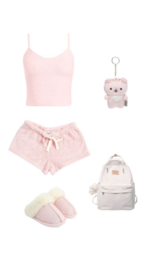 Pink Pjs Aesthetic, Coquette Pjs, Kawaii Pjs, Pjs Aesthetic, Pink Loungewear, Pink Pjs, Cute Pjs, Teen Swag Outfits, Cute Sleepwear