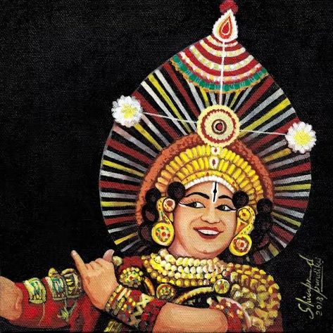 Yakshagana Painting, Ballerina Art Paintings, Doddle Art, Indian Designers, Acrylic Painting Inspiration, Modern Art Canvas Painting, Kerala Mural Painting, Big Rangoli Designs, Ganesh Art