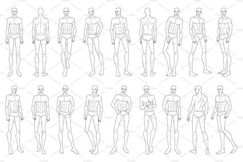 Male Fashion Figure Templates by Shorena Design on @creativemarket Male Figure Template, Male Fashion Figure Illustration, Fashion Figure Templates Male, Male Fashion Template, Male Croquis Fashion Illustrations, Mens Croquis, Male Croqui, Cloth Sketch, Fashion Illustration Men