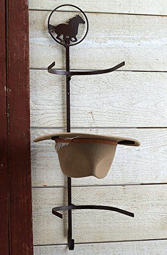 Horse Over-the-Door Cowboy Hat Rack Black Forest Decor Guys Hat Holder, Automotive Hat Hangers, Rebar Projects, Display Rack Ideas, Hat Rack Ideas, Barn Organization, Baseball Hat Racks, Diy Hat Rack, Cowboy Hat Rack