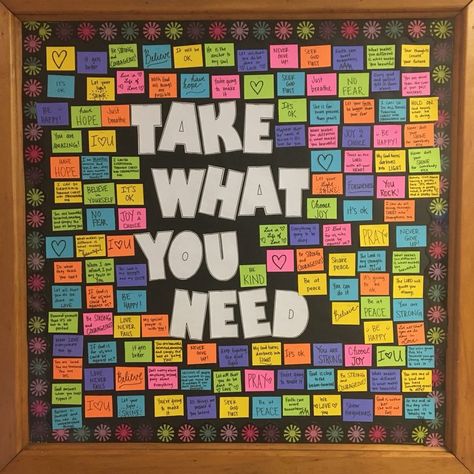 Take What You Need Board, Wellness Board, Classroom Boards, Spring Bulletin, Spring Bulletin Boards, Affirmation Board, Take What You Need, Class Decor, School Theme