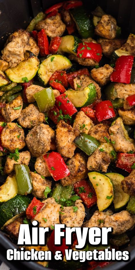 Chicken And Vegetable Recipes Air Fryer, Chicken Zucchini Air Fryer, Airfryer Chicken And Vegetables, Chicken And Broccoli Air Fryer, Air Fryer Chicken And Zucchini, Air Fryer Chicken And Vegetables, Air Fryer Chicken And Veggies, Mushroom Zucchini Recipe, Chicken Zucchini Recipes