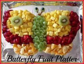 Butterfly Fruit Platter | 20+ Cute Fruit & Veggie Trays Turkey Fruit Platter, Butterfly Fruit, Rainbow Snacks, Fruit Platters, Fruit Trays, Fruit Designs, Chocolate Dipped Fruit, Rainbow Fruit, Veggie Tray