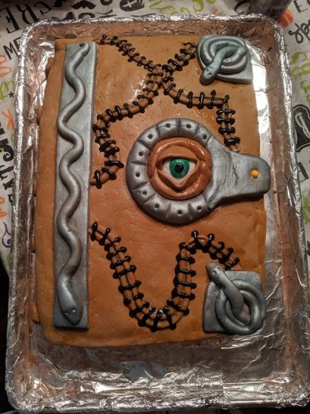 Making a Spell Book Cake | Frugal Frights and Delights Hocus Pocus Spell Book Cake, Hocus Pocus Sheet Cake, Hocus Pocus Book Cake, Spell Book Cake, Hocus Pocus Cake, Hocus Pocus Book, Hocus Pocus Spell, Hocus Pocus Spell Book, Sheet Cake Designs