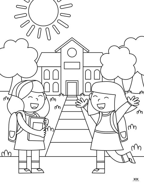 Choose from 25 unique back to school coloring pages perfect for your little ones during the back to school season. Print from home. 100% FREE! My School Drawing For Kids, Peacock Drawing With Colour, Kids Colouring Printables, Back To School Coloring Pages, Thanksgiving Coloring Book, Farm Coloring Pages, Mermaid Coloring Book, Seni Pastel, School Coloring Pages