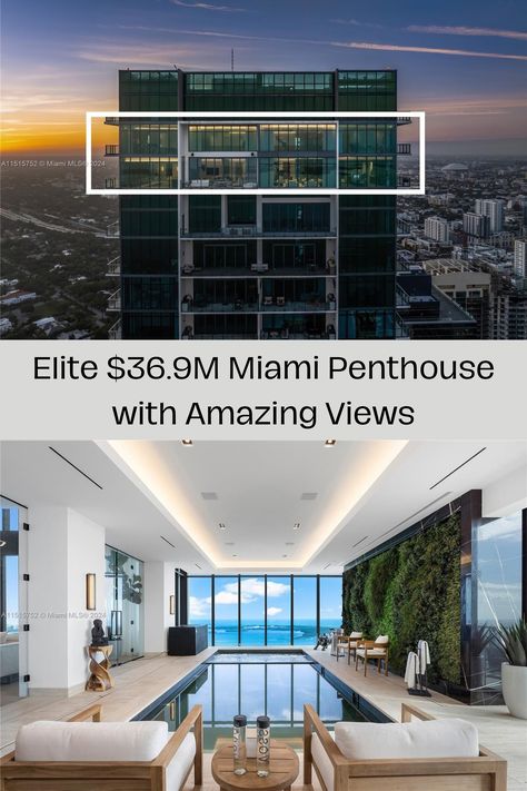 Elite $36.9M Miami Penthouse with Amazing Views (PHOTOS) Penthouse Architecture, Miami Penthouse, Penthouse Ideas, Luxury Penthouse, Amazing Views, Second Story, Modern Apartment, Luxury Real Estate, Miami Beach