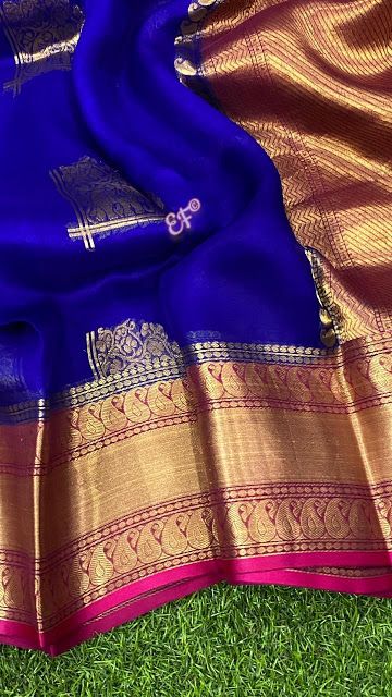 Pink Saree Silk, Kanchi Organza Sarees, Kuppadam Pattu Sarees, Latest Silk Sarees, Blue Silk Saree, New Saree Designs, Diy Popsicle, Silk Saree Kanchipuram, Cotton Saree Designs