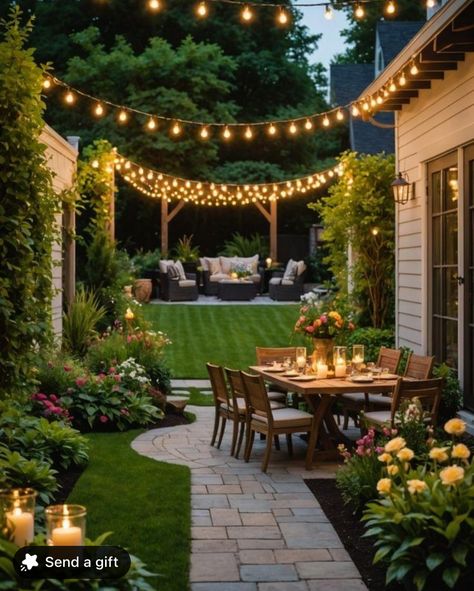 Napa Inspired Backyard, Outdoor Landscaping Ideas Side Of House, Courtyard Style Backyard, Dream Outdoor Space, Garden Spaces Inspiration, Queenslander Backyard, Backyard Landscape Lighting, Backyard Oasis Ideas Inspiration, Deck With Fire Pit