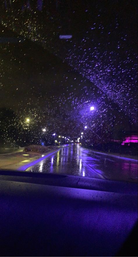 Purple Hour, Fav Aesthetic, Nighttime Sky, Rain Aesthetic, Purple Night, Night Drives, Nostalgia Aesthetic, Dark Nights, Purple Car