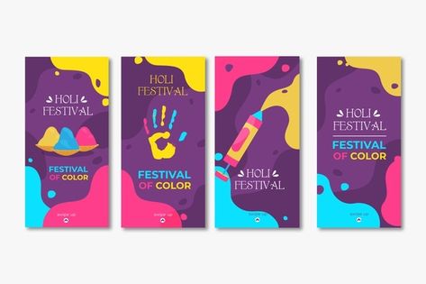 Holi Vector, Post Instagram Design, Sale Instagram Story, Colorful Instagram, Instagram Promotion, Visiting Card, Holi Festival, Color Festival, Psd Template Free