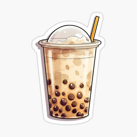 Bubble Tea Art Drawing, Bubble Tea Aesthetic Drawing, Boba Stickers Aesthetic, Milktea Aesthetic Photography, Milk Tea Drawing, Boba Tea Aesthetic Wallpaper, Gambar Boba, Boba Sketch, Boba Milk Tea Aesthetic