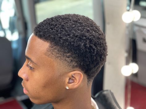 Taper Fade Haircut Mens Black, Taper Fade 4c Hair, Nappy Fro With Fade Men, Taper Fade Short Hair Black, Small Afro Men, Mini Afro Taper Fade Black Men, Short Taper Fade Haircut Black Men, Low Afro Taper, Low Cut Taper Fade