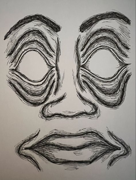 Trippy Face Drawing, Creepy Doodles Weird, Weird Drawing Ideas Sketch, Simple Creepy Drawings, Weird Drawings Creepy Easy, Scary Doodles, Weird Sketches, Trippy Sketch Ideas, Weird Drawing Ideas