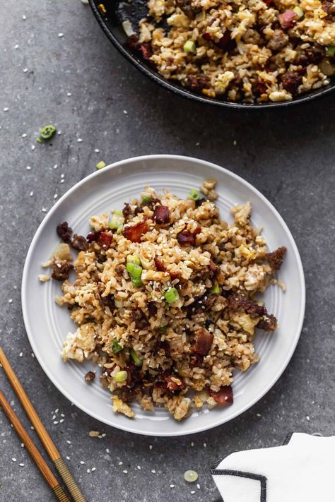 Rice Breakfast Recipes, Broccoli Fried Rice, Bacon Fried Rice, Breakfast Fried Rice, Chickpea Cakes, Maths Investigations, Healthy Rice Recipes, Bacon And Sausage, Eggs Potatoes