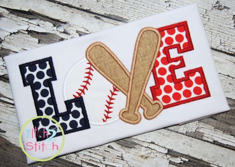 I2S Baseball LOVE #3 Applique design Baseball Quilt, Appliqué Designs, Baseball Love, Girls Applique, Machine Pattern, Sewing Appliques, Types Of Embroidery, Machine Applique, Machine Embroidery Patterns