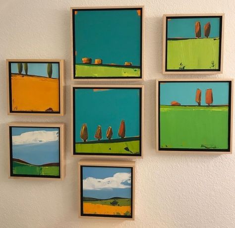 Small Arrangements, Modern Art Canvas Painting, Square Painting, Encaustic Art, 수채화 그림, Abstract Art Landscape, Abstract Landscape Painting, Naive Art, Mini Canvas Art