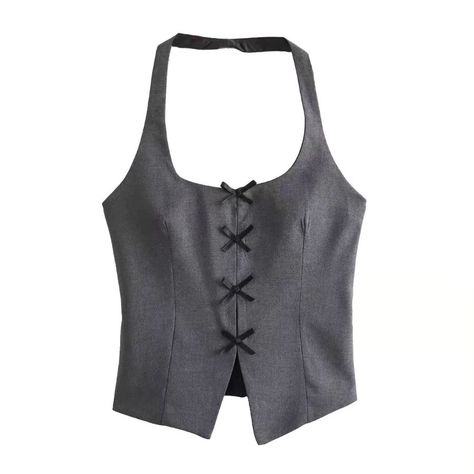 Bow vest <3 Size- xs- large Dm to order 💌 . . . . #bow #bowtie #bowseason #korean #koreanfashion #imported #shopsmall #smallbusiness Halter Neck Corset, Nyc Outfits Summer, Neck Corset, Nyc Outfits, Lace Up Tank Top, Womens Halter Tops, New Years Eve Dresses, Backless Design, Halter Tops