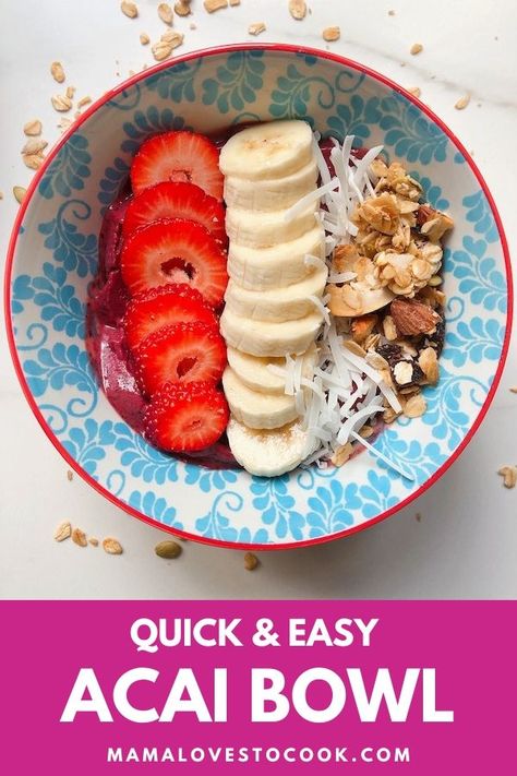 This homemade acai bowl recipe is quick and easy and makes the perfect healthy breakfast to start your day. We show you how to make an acai bowl at home. Just add your favorite toppings. Feels like you are having a decadent treat - but it's actually good for you! #breakfastrecipes #easymeals #healthybreakfast Homemade Acai Bowl Recipe, Homemade Acai Bowl, Acai Bowl Recipe, Acai Bowls Recipe, Perfect Healthy Breakfast, Acai Bowls, Easy Holiday Recipes, Cooking For A Crowd, Healthy Comfort Food