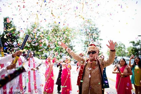 Baraat procession http://www.maharaniweddings.com/gallery/photo/107714 @ishanfotografi Baraat Procession, Indian Wedding Photographer, Nj Weddings, Gallery Photo, Indian Wedding, Bridal Party, Confetti, Wedding Venues, Wedding Photographers