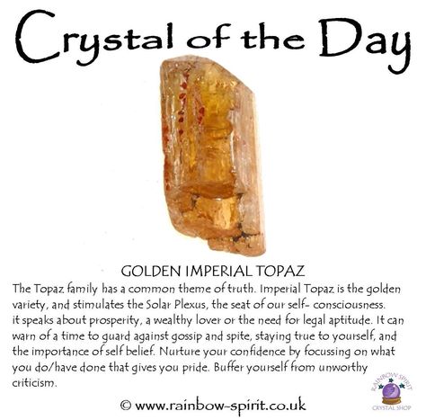 Crystal healing properties of Imperial Topaz Crystal Reference, Crystal Grimoire, Topaz Meaning, Crystal Healing Properties, Rocks Crystals, Physical Characteristics, Earth Gift, Topaz Crystal, Crystal Power