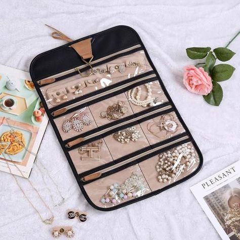 Detachable Earrings, Travel Jewelry Organizer Cases, Jewelry Roll Travel, Pencil Case Pouch, Travel Jewelry Organizer, Hanging Jewelry Organizer, Diy Bag Designs, Stackable Jewelry, Pola Gelang