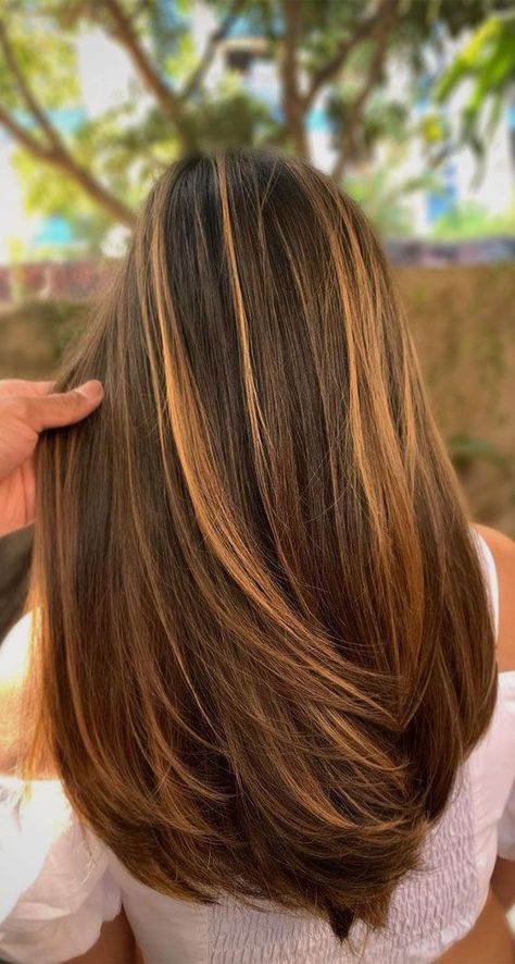 caramel hair color, hair color with highlights. Women Hair Cuts, Caramel Highlights Hair, Bubble Hairstyle, Hairstyles For Short Hair Summer, Hair Colour Trends, Short Hair Summer, Grey Hair Dye, Themes Wedding, Ponytail Hairstyle