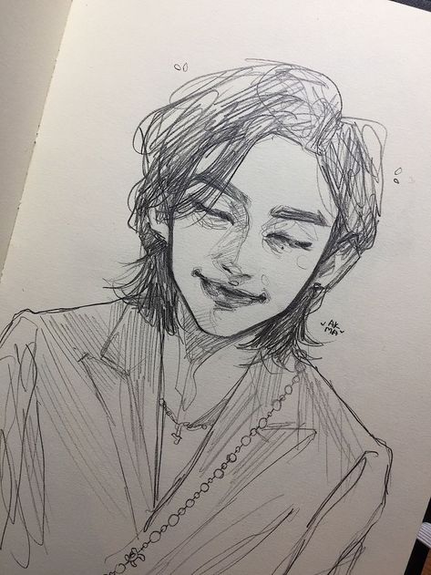 Stray Kids Sketch, Hyunjin Sketch, Stray Kids Drawing, Skz Sketch, Portrait Art Sketch, Drawing Kpop, 얼굴 드로잉, Indie Drawings, Kpop Drawings