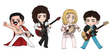 Queen Fanart, Queen Drawing, Borhap Cast, Best Rock Bands, Queen Anime, Queen Art, Beautiful Lyrics, John Deacon, Somebody To Love