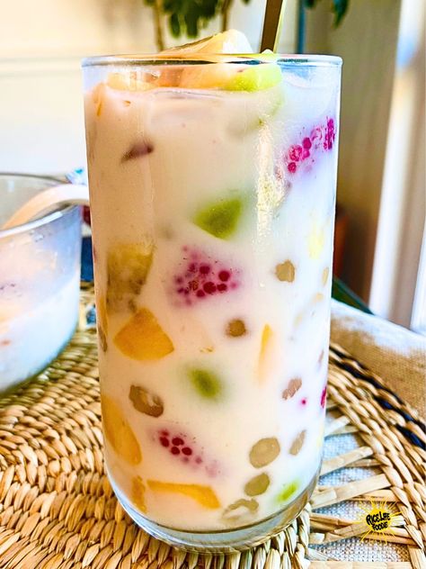 mixed-fruit-sago-recipe Sago Recipes Desserts, Sago Dessert Recipes, Tapioca Dessert, Sago Recipes, Vegan Condensed Milk, Falooda Recipe, Fruit Board, Banana Pudding Cheesecake, Coconut Milk Recipes