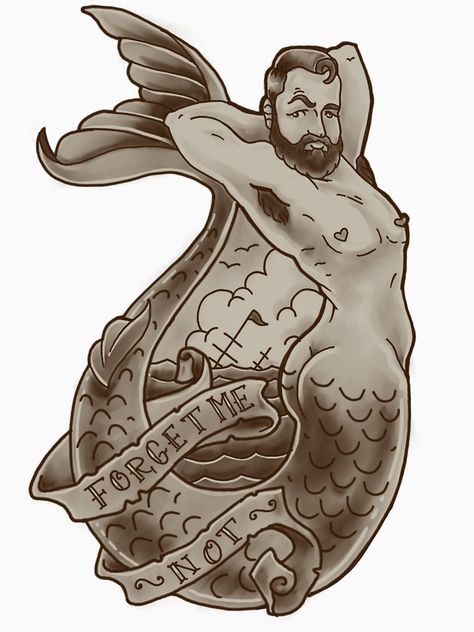 "Merhunk" T-shirt by ObviouslyCloe | Redbubble Gay Kiss Tattoo, Merman Tattoo, Vision Tattoo, Male Pinup, Male Artworks, Gay Tattoo, Mermaid Tattoo, Mermaid Tattoos, Pin Up Tattoos