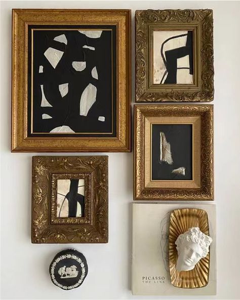 Modern Art In Antique Frame, Frame Arrangement On Wall, Save The Date Art, Jack Antonoff, Black And White Painting, Frame Collection, Vintage Frame, Shop Ideas, Black And White Abstract