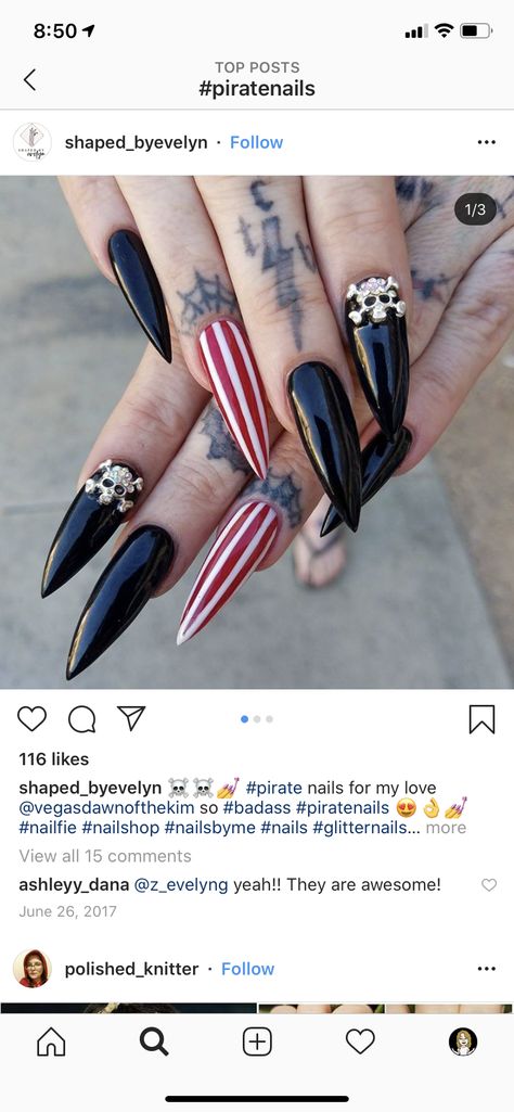 Captain Hook Nails, Pirate Acrylic Nails, Pirates Of The Caribbean Nail Art, Pirate Nails Design Simple, Halloween Pirate Nails, Pirate Halloween Nails, Pirate Theme Nails, Pirate Inspired Nails, Pirate Nails Ideas